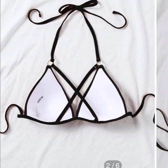 SHEIN Ring Linked Crisscrossed Halter Bikini Top - Picture 8 of 8